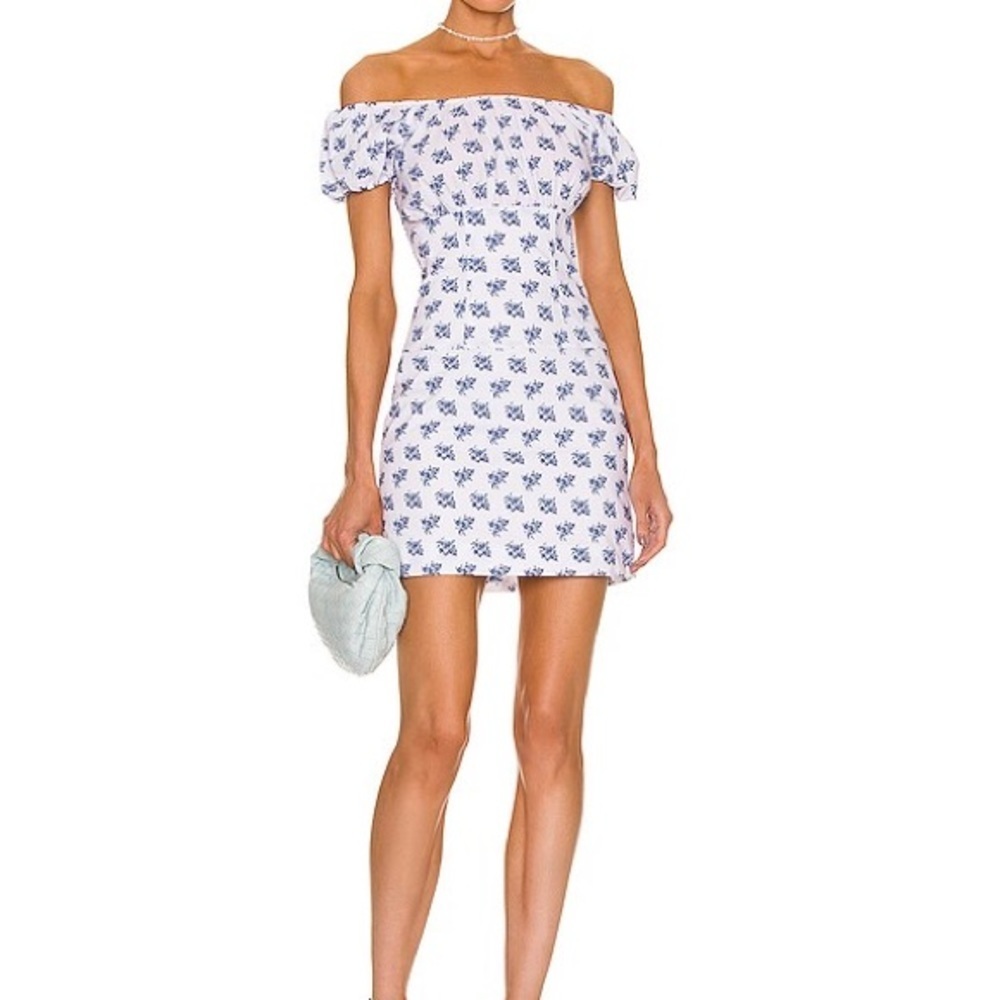 Caroline Constas Size XL Blue Toile Spot Calla Mini Dress